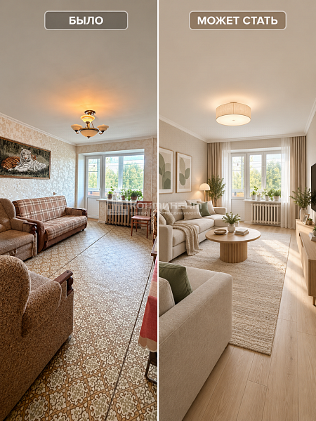 3-к квартира, 53.9 кв.м.