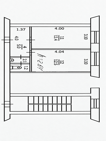 2-к квартира, 33.2 кв.м.