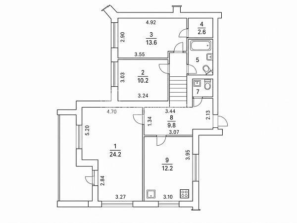 3-к квартира, 84 кв.м.