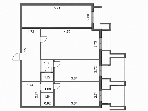 3-к квартира, 74.7 кв.м.